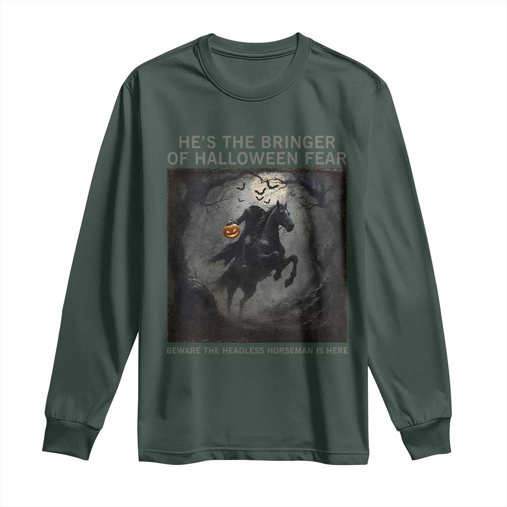 Headless Horseman Long Sleeve Shirt Vintage Gothic Scary Costume Halloween October Festive TS10 Dark Forest Green Print Your Wear