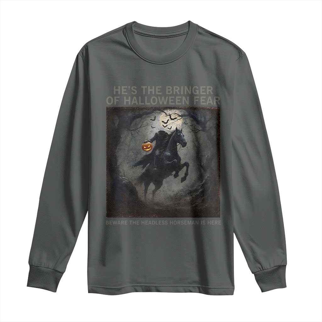 Headless Horseman Long Sleeve Shirt Vintage Gothic Scary Costume Halloween October Festive TS10 Dark Heather Print Your Wear