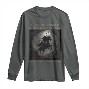 Headless Horseman Long Sleeve Shirt Vintage Gothic Scary Costume Halloween October Festive TS10 Dark Heather Print Your Wear