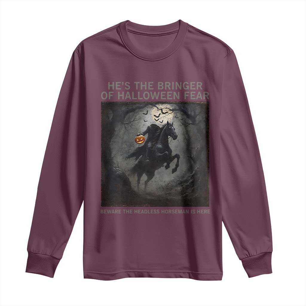 Headless Horseman Long Sleeve Shirt Vintage Gothic Scary Costume Halloween October Festive TS10 Maroon Print Your Wear