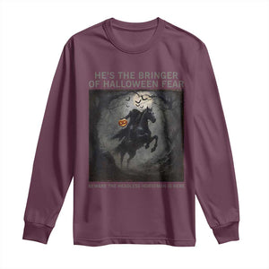 Headless Horseman Long Sleeve Shirt Vintage Gothic Scary Costume Halloween October Festive TS10 Maroon Print Your Wear