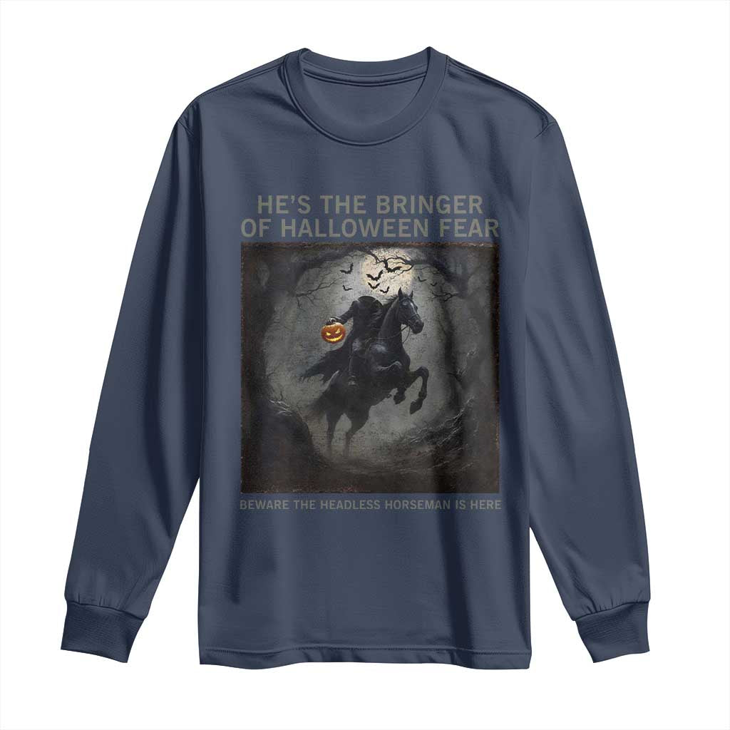 Headless Horseman Long Sleeve Shirt Vintage Gothic Scary Costume Halloween October Festive TS10 Navy Print Your Wear