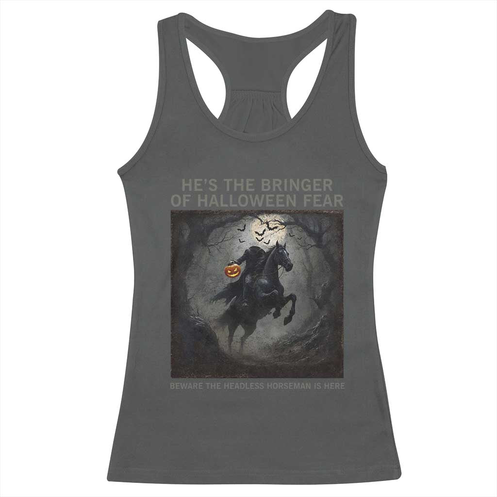 Headless Horseman Racerback Tank Top Vintage Gothic Scary Costume Halloween October Festive TS10 Dark Heather Print Your Wear