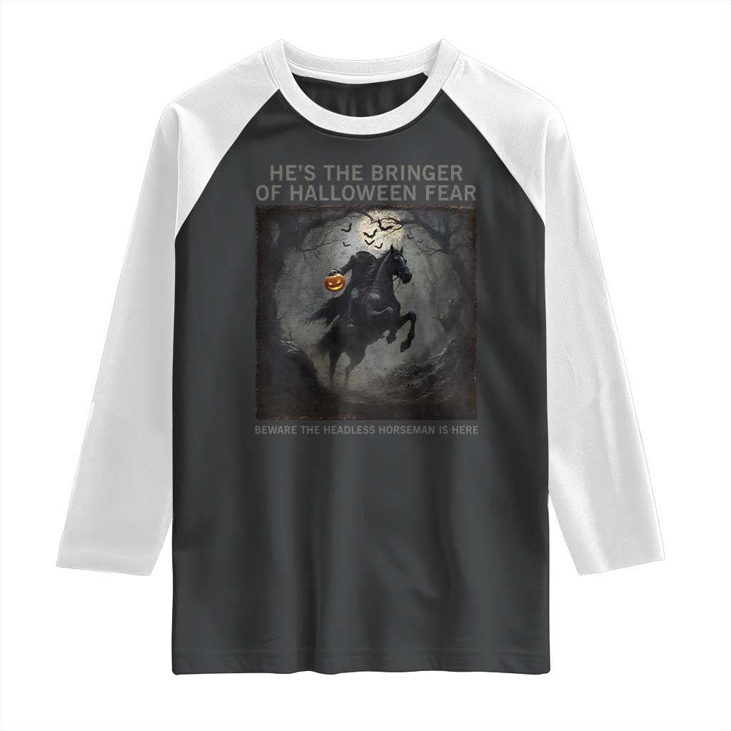 Headless Horseman Raglan Shirt Vintage Gothic Scary Costume Halloween October Festive TS10 Black White Print Your Wear