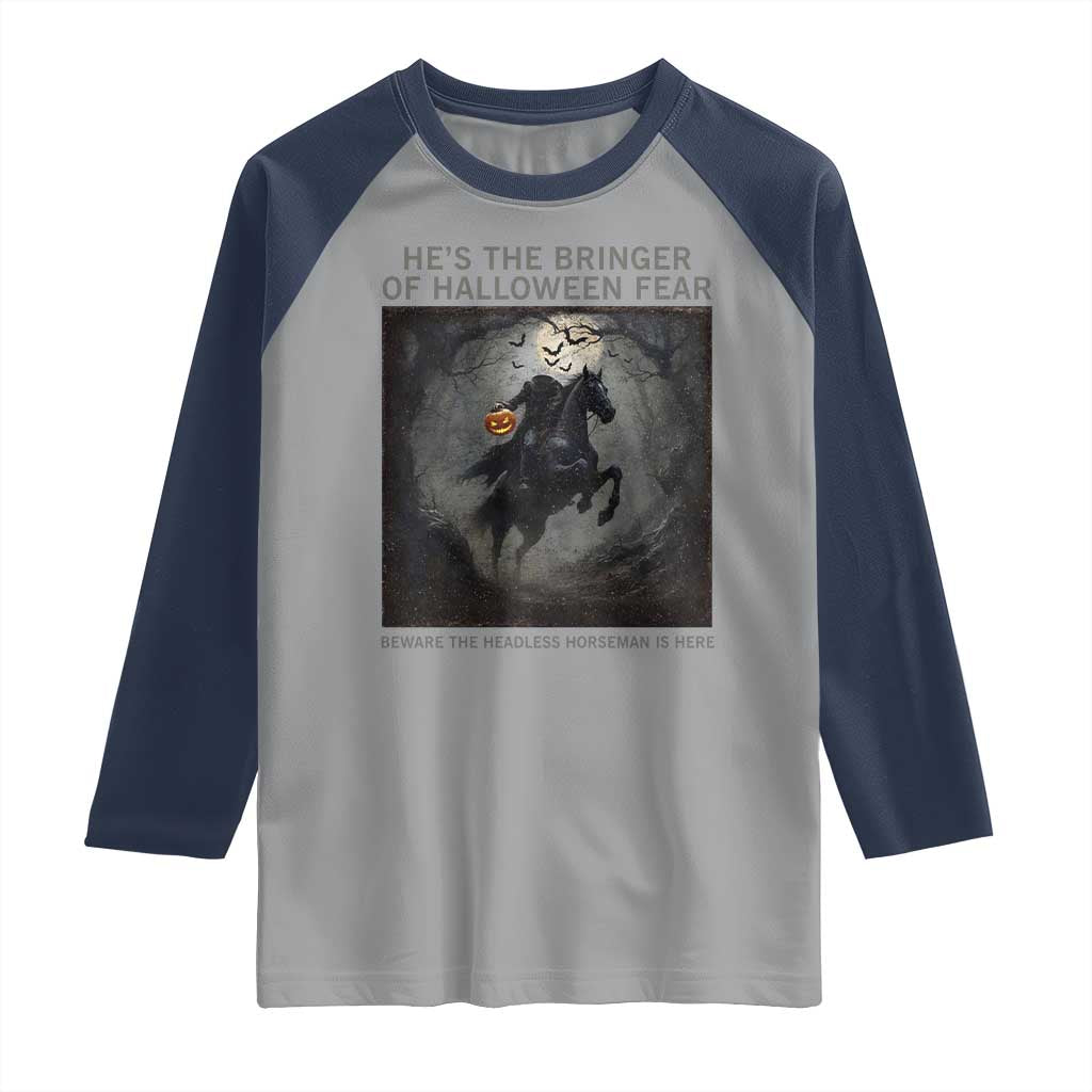 Headless Horseman Raglan Shirt Vintage Gothic Scary Costume Halloween October Festive TS10 Sport Gray Navy Print Your Wear