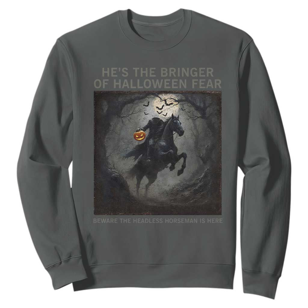 Headless Horseman Sweatshirt Vintage Gothic Scary Costume Halloween October Festive TS10 Dark Heather Print Your Wear
