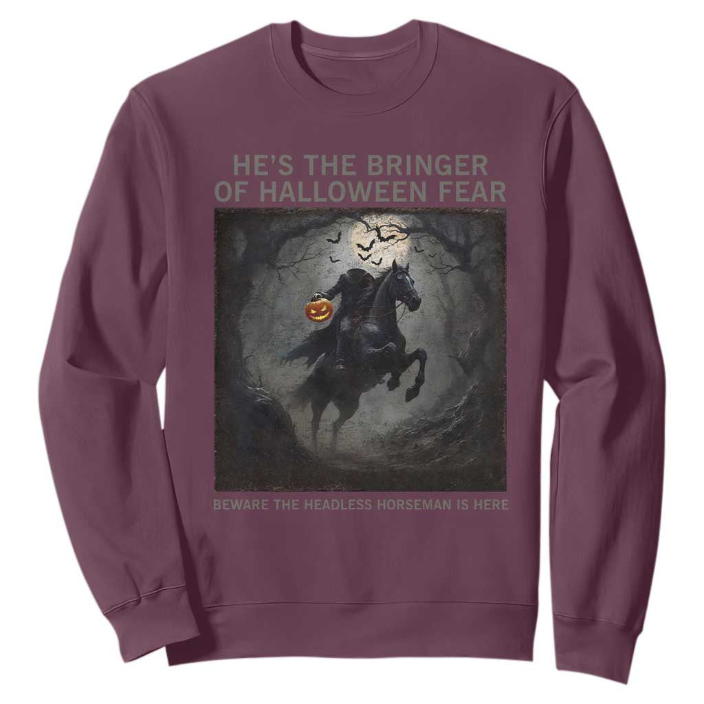 Headless Horseman Sweatshirt Vintage Gothic Scary Costume Halloween October Festive TS10 Maroon Print Your Wear