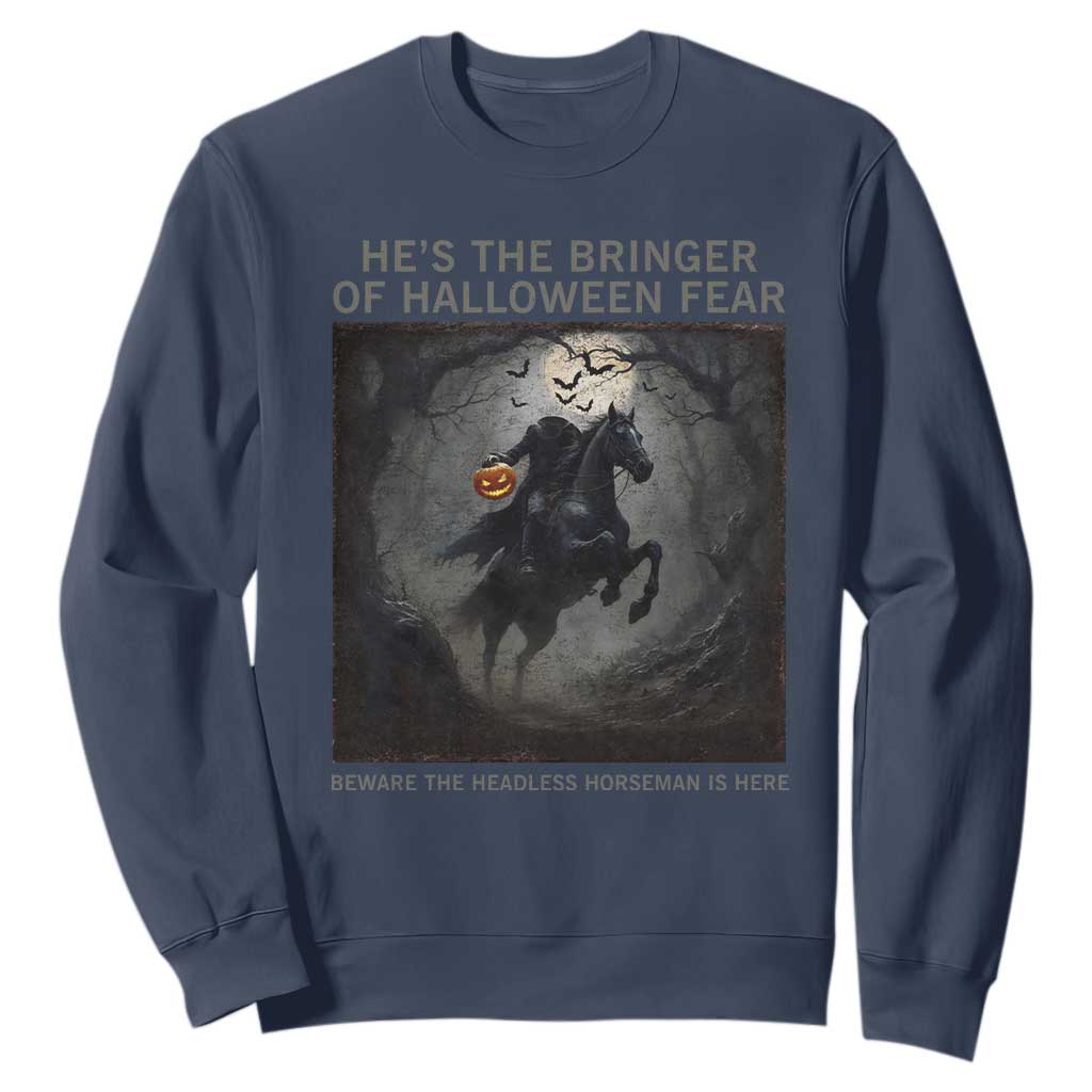 Headless Horseman Sweatshirt Vintage Gothic Scary Costume Halloween October Festive TS10 Navy Print Your Wear