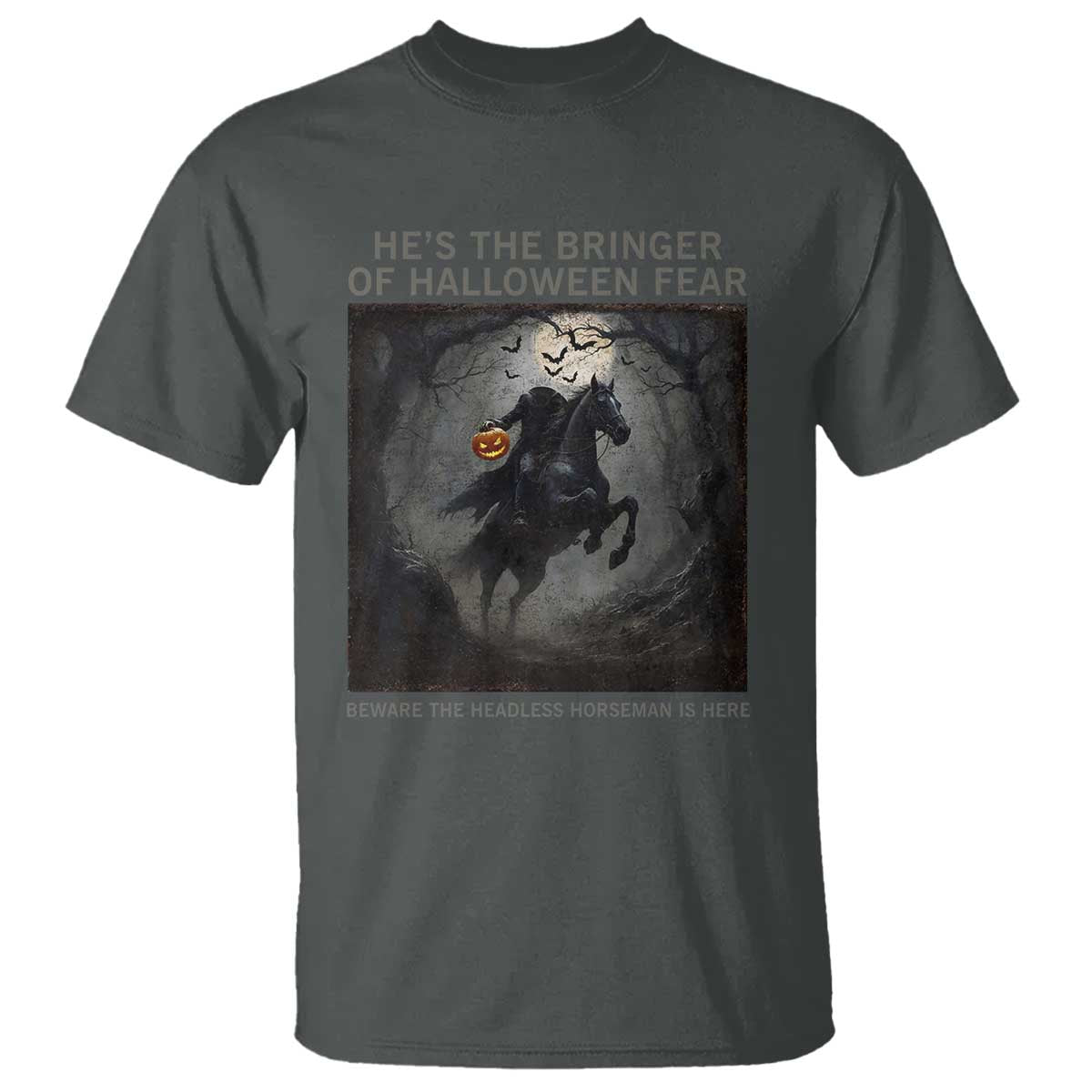 Headless Horseman T Shirt Vintage Gothic Scary Costume Halloween October Festive TS10 Dark Heather Print Your Wear