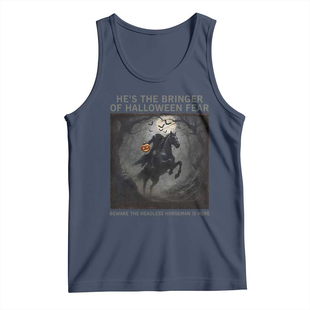 Headless Horseman Tank Top Vintage Gothic Scary Costume Halloween October Festive TS10 Navy Print Your Wear