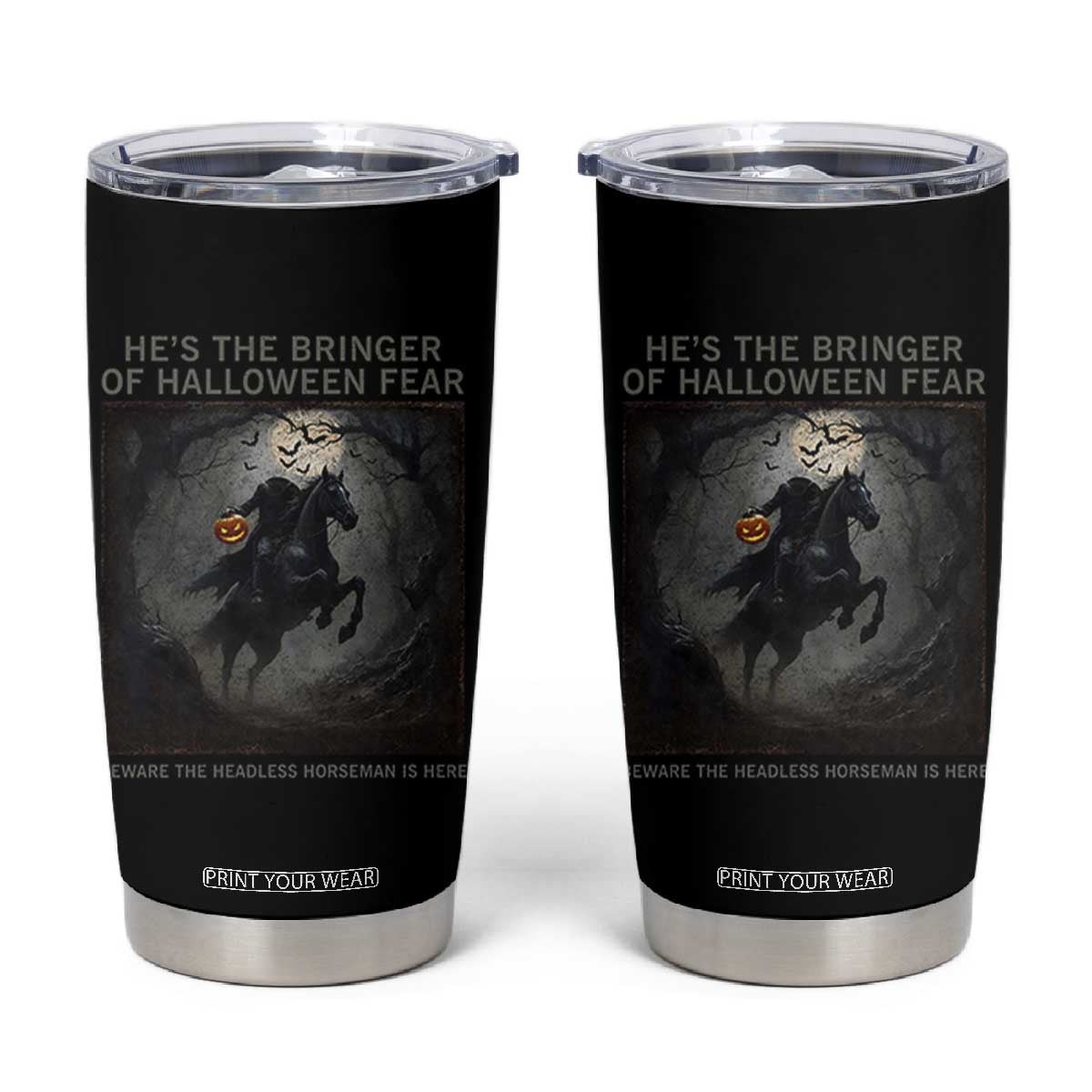 Headless Horseman Tumbler Cup Vintage Gothic Scary Costume Halloween October Festive TS10 Black Print Your Wear