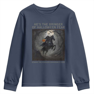 Headless Horseman Youth Sweatshirt Vintage Gothic Scary Costume Halloween October Festive TS10 Navy Print Your Wear