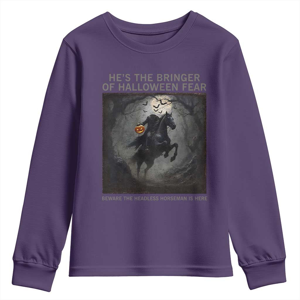 Headless Horseman Youth Sweatshirt Vintage Gothic Scary Costume Halloween October Festive TS10 Purple Print Your Wear