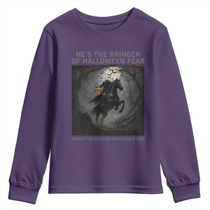 Headless Horseman Youth Sweatshirt Vintage Gothic Scary Costume Halloween October Festive TS10 Purple Print Your Wear