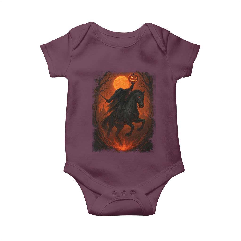 Scary Pumpkin Headless Horseman Halloween Baby Onesie TS10 Maroon Print Your Wear