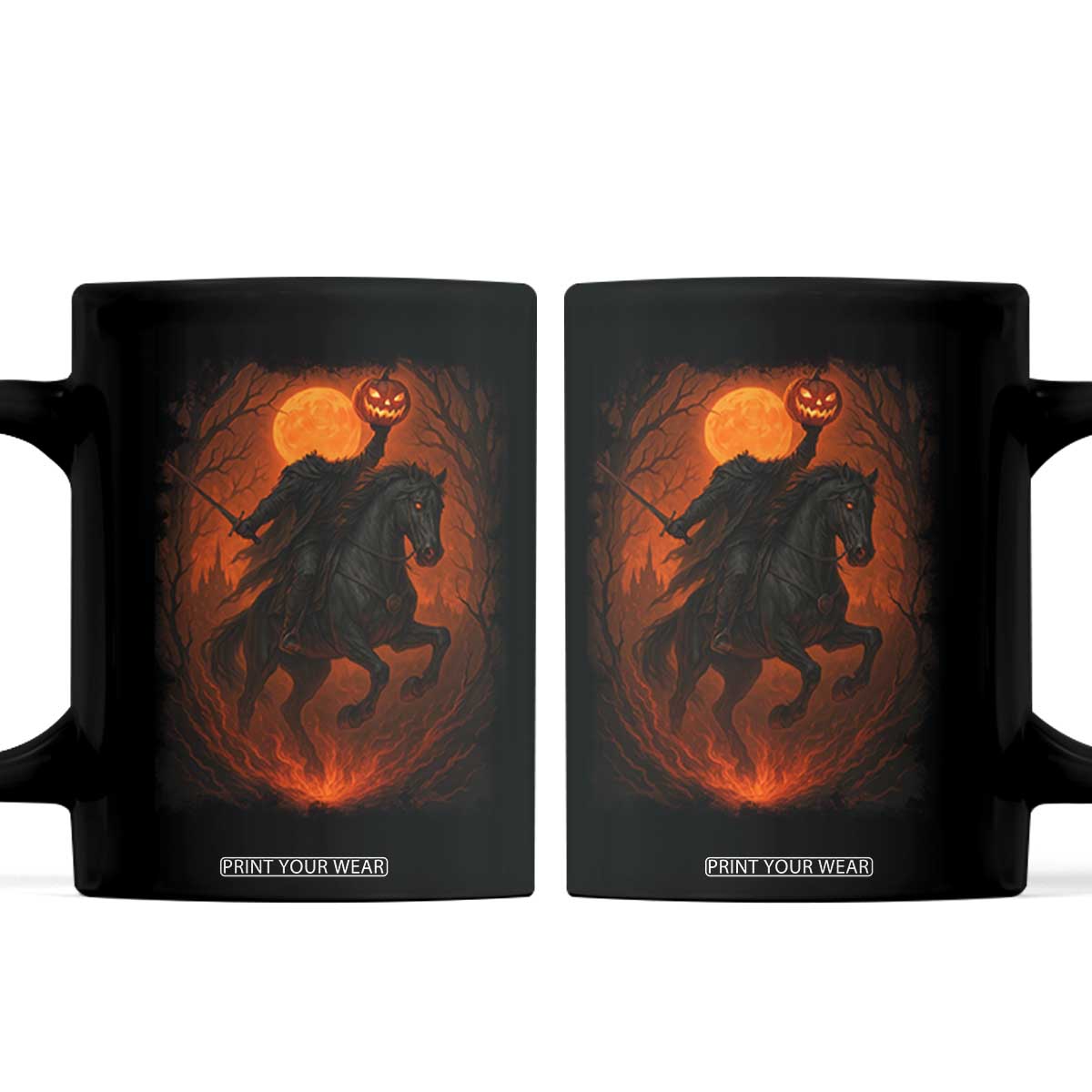 Scary Pumpkin Headless Horseman Halloween Coffee Mug TS10 Black Print Your Wear