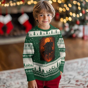 Scary Pumpkin Headless Horseman Halloween Ugly Christmas Sweater TS10 Forest Green Beige Print Your Wear