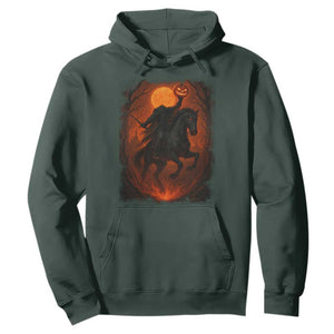 Scary Pumpkin Headless Horseman Halloween Hoodie TS10 Dark Forest Green Print Your Wear