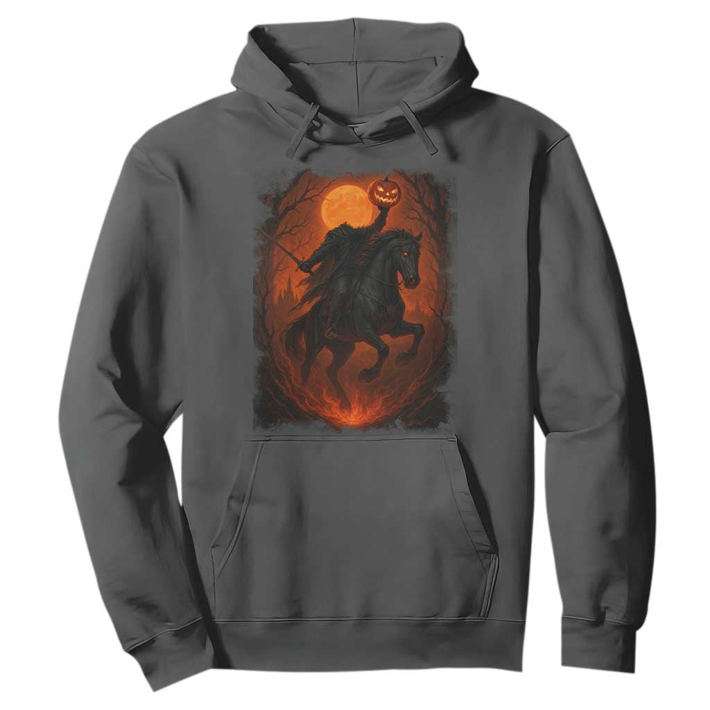 Scary Pumpkin Headless Horseman Halloween Hoodie TS10 Dark Heather Print Your Wear