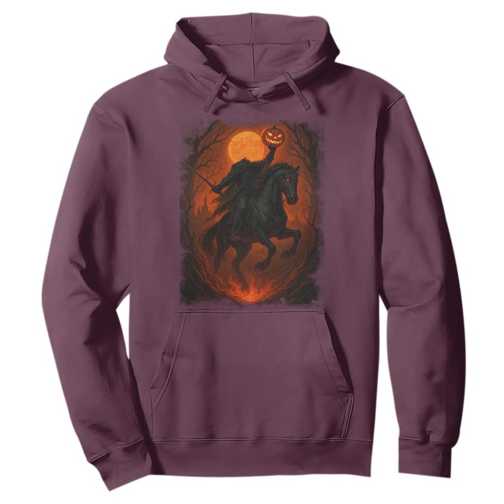 Scary Pumpkin Headless Horseman Halloween Hoodie TS10 Maroon Print Your Wear
