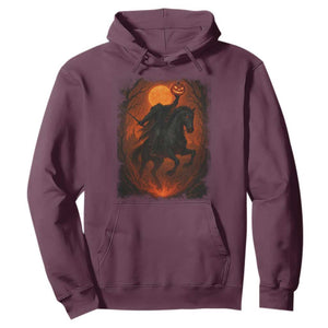 Scary Pumpkin Headless Horseman Halloween Hoodie TS10 Maroon Print Your Wear