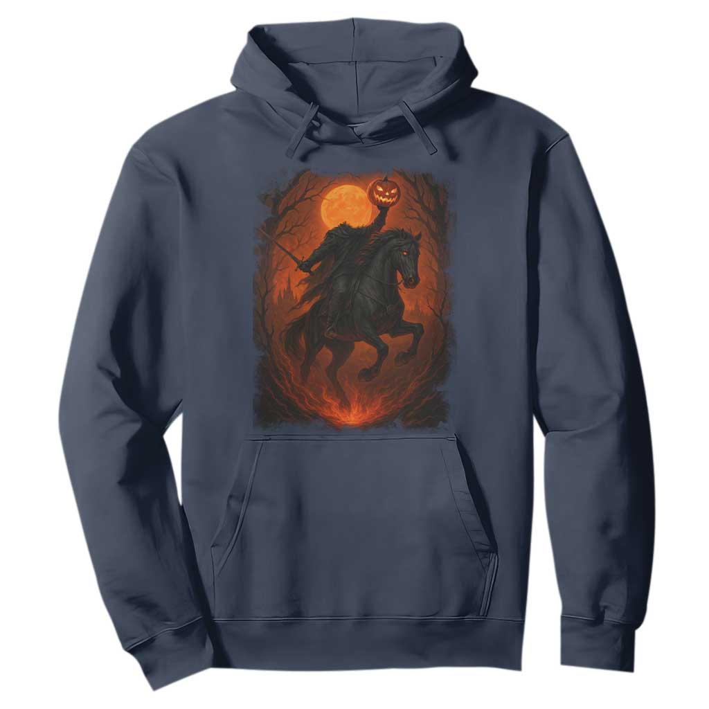 Scary Pumpkin Headless Horseman Halloween Hoodie TS10 Navy Print Your Wear
