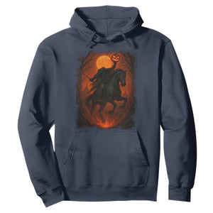 Scary Pumpkin Headless Horseman Halloween Hoodie TS10 Navy Print Your Wear