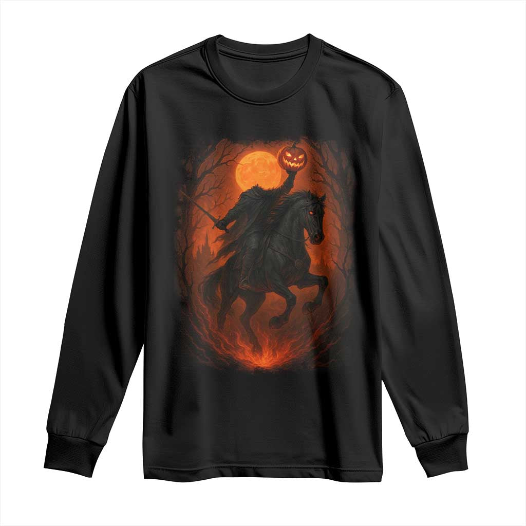 Scary Pumpkin Headless Horseman Halloween Long Sleeve Shirt TS10 Black Print Your Wear