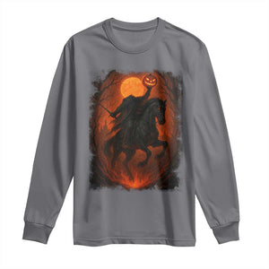 Scary Pumpkin Headless Horseman Halloween Long Sleeve Shirt TS10 Charcoal Print Your Wear