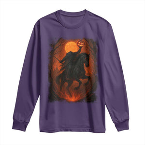 Scary Pumpkin Headless Horseman Halloween Long Sleeve Shirt TS10 Purple Print Your Wear