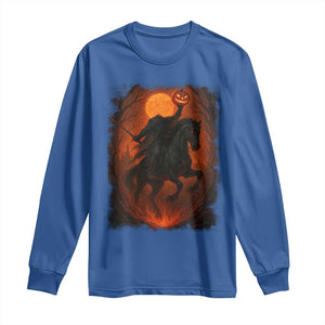 Scary Pumpkin Headless Horseman Halloween Long Sleeve Shirt TS10 Royal Blue Print Your Wear