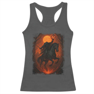 Scary Pumpkin Headless Horseman Halloween Racerback Tank Top TS10 Dark Heather Print Your Wear