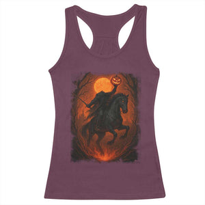 Scary Pumpkin Headless Horseman Halloween Racerback Tank Top TS10 Maroon Print Your Wear