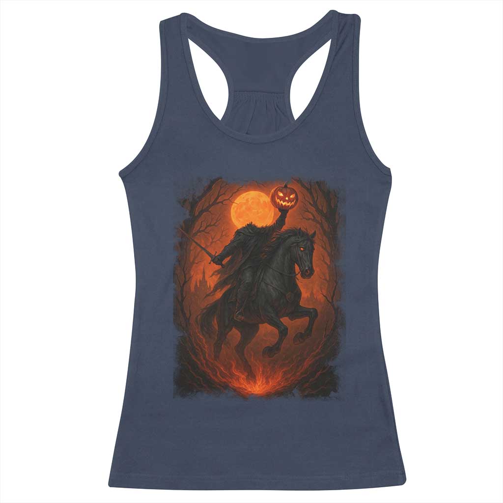 Scary Pumpkin Headless Horseman Halloween Racerback Tank Top TS10 Navy Print Your Wear