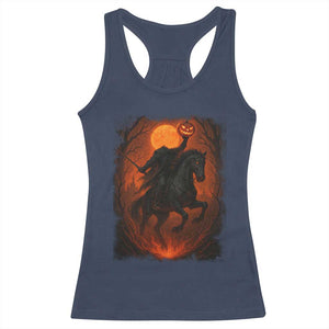 Scary Pumpkin Headless Horseman Halloween Racerback Tank Top TS10 Navy Print Your Wear