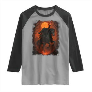 Scary Pumpkin Headless Horseman Halloween Raglan Shirt TS10 Sport Gray Black Print Your Wear