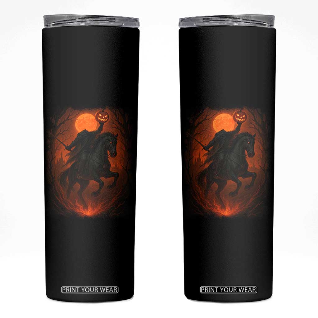 Scary Pumpkin Headless Horseman Halloween Skinny Tumbler TS10 Black Print Your Wear
