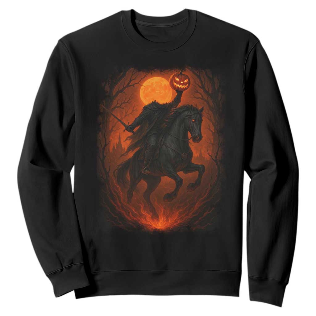 Scary Pumpkin Headless Horseman Halloween Sweatshirt TS10 Black Print Your Wear