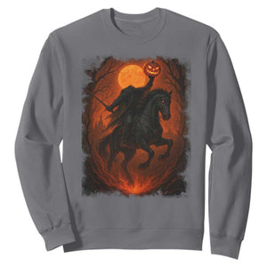 Scary Pumpkin Headless Horseman Halloween Sweatshirt TS10 Charcoal Print Your Wear