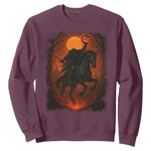 Scary Pumpkin Headless Horseman Halloween Sweatshirt TS10 Maroon Print Your Wear