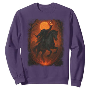 Scary Pumpkin Headless Horseman Halloween Sweatshirt TS10 Purple Print Your Wear