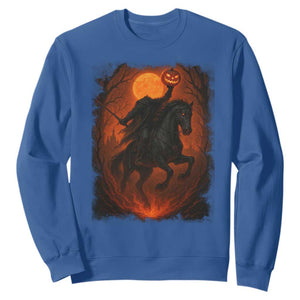 Scary Pumpkin Headless Horseman Halloween Sweatshirt TS10 Royal Blue Print Your Wear