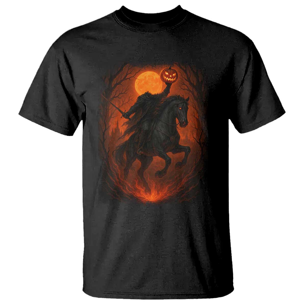 Scary Pumpkin Headless Horseman Halloween T Shirt TS10 Black Print Your Wear