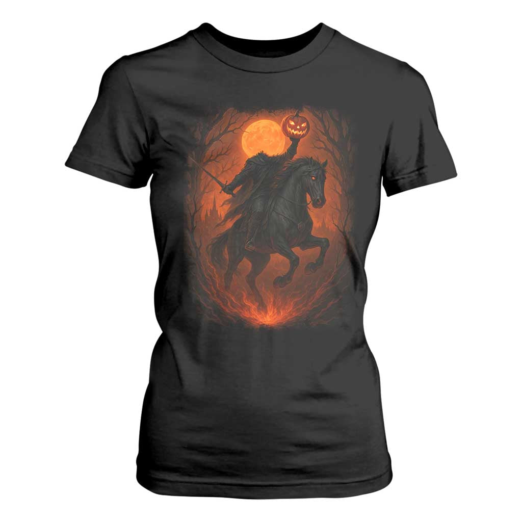 Scary Pumpkin Headless Horseman Halloween T Shirt For Women TS10 Black Print Your Wear