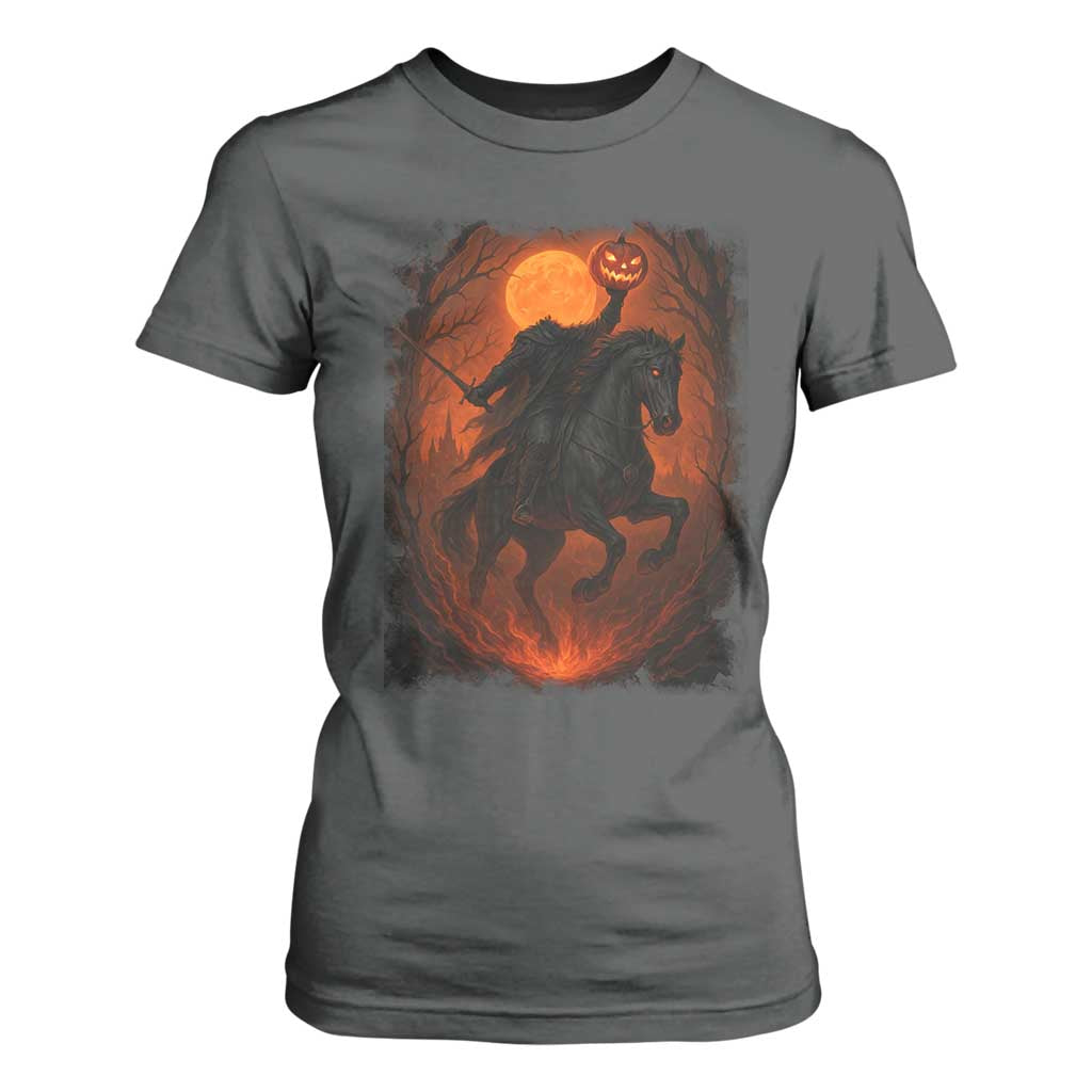 Scary Pumpkin Headless Horseman Halloween T Shirt For Women TS10 Dark Heather Print Your Wear