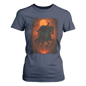 Scary Pumpkin Headless Horseman Halloween T Shirt For Women TS10 Navy Print Your Wear