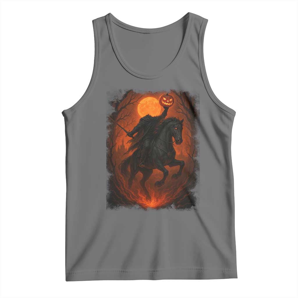 Scary Pumpkin Headless Horseman Halloween Tank Top TS10 Black Heather Print Your Wear