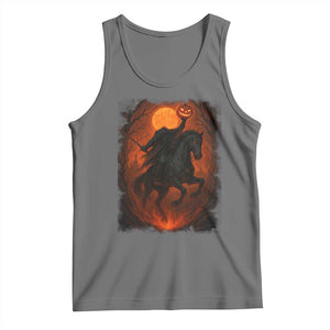Scary Pumpkin Headless Horseman Halloween Tank Top TS10 Black Heather Print Your Wear
