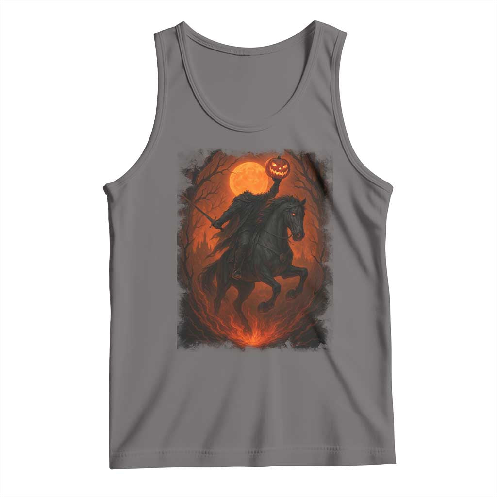 Scary Pumpkin Headless Horseman Halloween Tank Top TS10 Deep Heather Print Your Wear