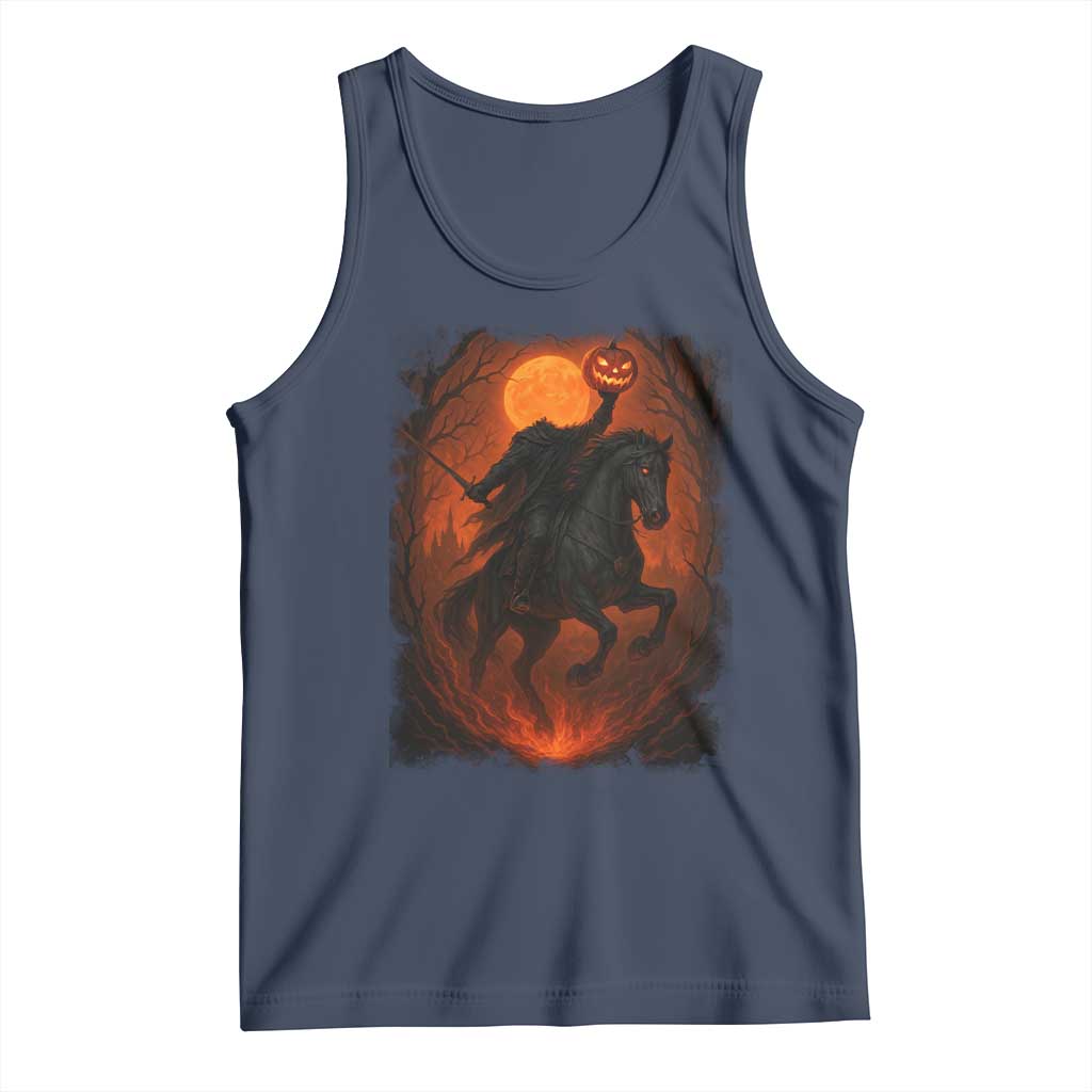 Scary Pumpkin Headless Horseman Halloween Tank Top TS10 Navy Print Your Wear